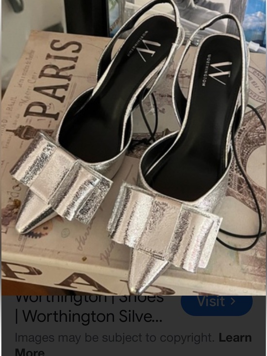 Worthington Shoes - Worthington Silver Pointed-Toe Bow Slingback nwt